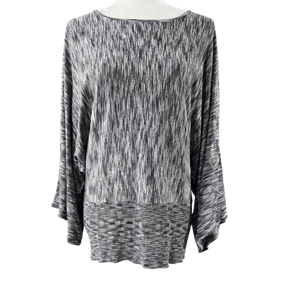 Chico's Gray Metallic Space Dye Dolman Sweater Wide Kimono Sleeves Party - Picture 1 of 9